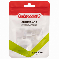 Автолампа диод W5W(T10) 12V 2 диода без цоколя 1-конт D Белая SKYWAY,стоп,зад/противотум.min 2шт